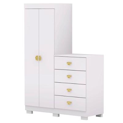 Cômoda Guarda-roupa Com 4 Gavetas E 5 Prateleiras Cristine Branco/camarim