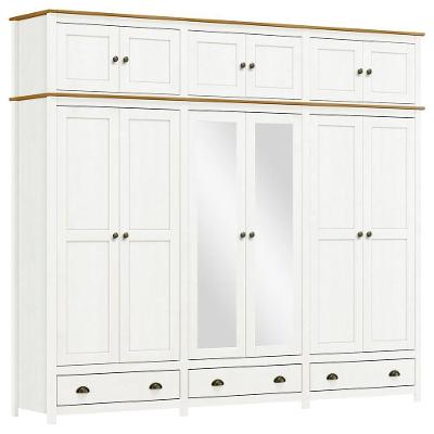 Guarda Roupa 12p 3g Espelho Madeira Maciça 261 Cm 9134 Branco Freijo Milani Store