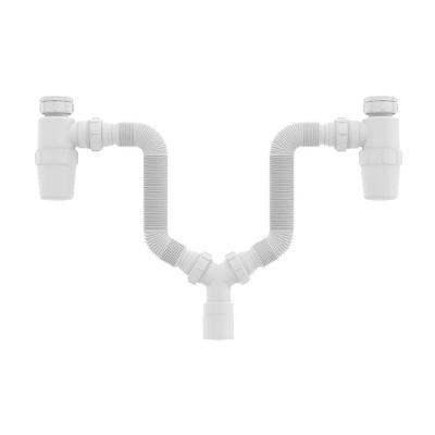 Sifão Duplo Sanfonado Extensível Censi Com Copo Horizontal Branco