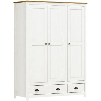 Guarda Roupa 3p 2g Madeira Maciça 136 Cm 9104 Branco Freijo Milani Store
