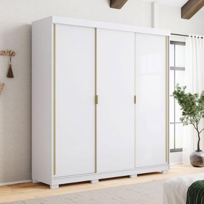 Guarda Roupa Casal 3 Portas 4 Gavetas Porto - Branco-camarim Branco-camarim