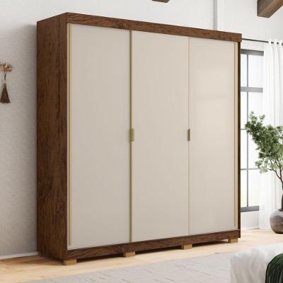 Guarda Roupa Casal 3 Portas 4 Gavetas Porto - Imbuia-fendi