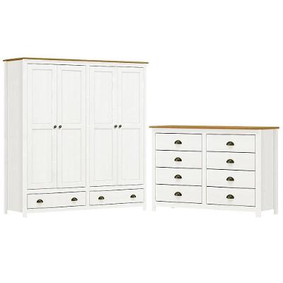Guarda Roupa 4 Pt Comoda 8 Gv Madeira Maciça Branco Freijo Milani Store