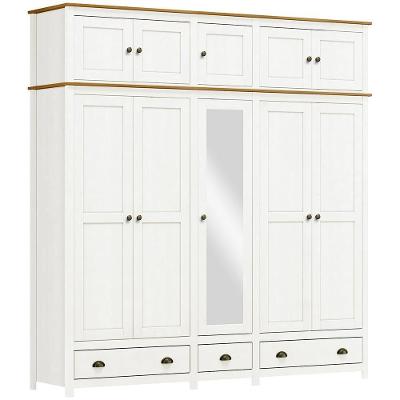 Guarda Roupa 10p 3g Espelho Madeira Maciça 220 Cm 9139 Branco Freijo Milani Store