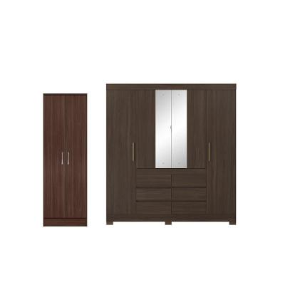 Jogo Guarda Roupa 4 Portas E Sapateira Alice Cafe Touch