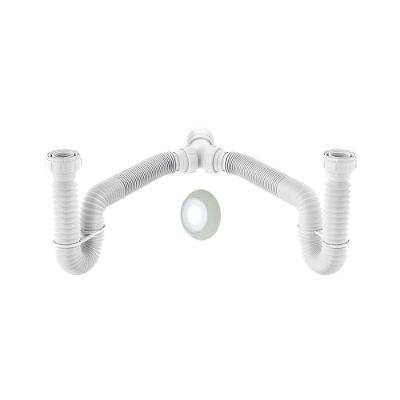 Sifão Duplo Sanfonado Extensível Censi 1,5m Branco