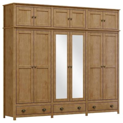 Guarda Roupa 12p 3g Espelho Madeira Maciça 261 Cm 9134 Freijo Milani Store