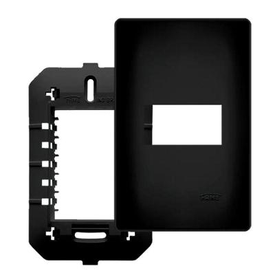 Conjunto Fame Habitat Black - Placa Com Suporte 1 Módulo 4x2