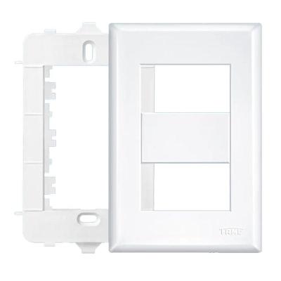 Conjunto Fame Habitat Black - Placa Com Suporte 2 Módulos Distanciados Horizontais 4x2