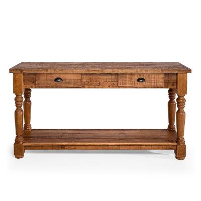 Aparador Rústico Decorativo Em Madeira Maciça Bh 150cm Com Pés Torneados - Natural - Bege