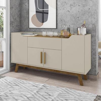 Aparador Buffet Com 4 Portas E 1 Gaveta Retrô 136cm Multimóveis Cr50102 Off White Cinamomo