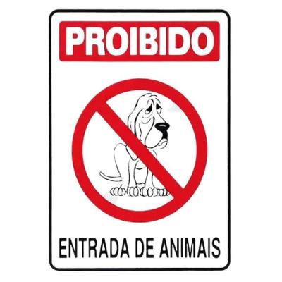Placa De Sinalização Acesso 15x20cm Proibido Entrada De Animais