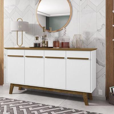 Aparador Buffet Com 4 Portas Retrô 160cm Multimóveis Cr50103 Cinamomo Branco