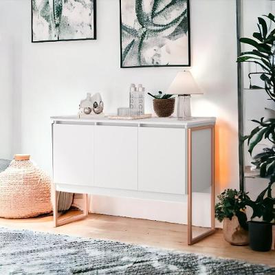 Buffet 3 Portas Estilo Industrial Amsterdã Branco Cobre
