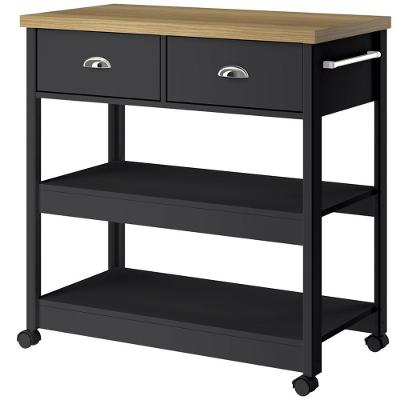 Aparador Carrinho Café 2 Gavetas 85 Cm Ba135 Preto Dtall