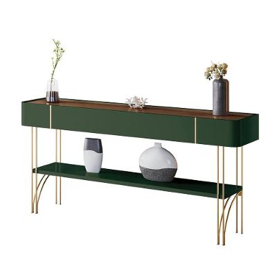 Aparador Decorativo Rennes Mdp/mdf Pés De Aço Verde Pistache/castanho G26 - Gran Belo