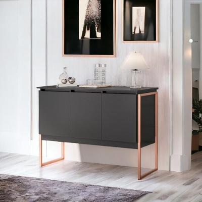 Buffet Elegante 3 Portas Londres Preto E Cobre