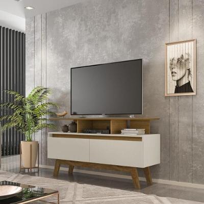 Rack Para Tv Até 50 Polegadas Com Nicho E 2 Portas Retrô Multimóveis Cr45294 Cinamomo Off White