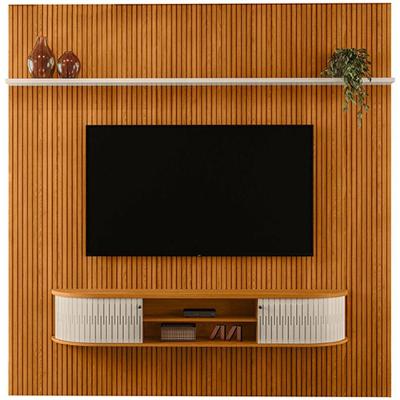 Home Suspenso Para Tv 75 Polegadas 2 Portas Jaguar Cinamomo/off White