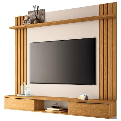 Painel Para Tv 70 Pol Com Bancada Suspensa Soleil B01 Cinamomo Off White - Lyam Decor
