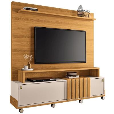 Estante Painel Para Tv 65 Pol Com Rodízios Cloud B01 Cinamomo Off White - Lyam Decor