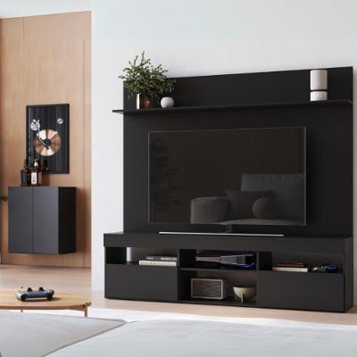 Rack Com Painel Para Tv Até 65 Polegadas E Aparador 2 Portas Multimóveis Mp1094 Preto