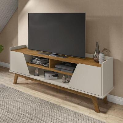 Rack Para Tv Até 65 Polegadas Com Nichos E 2 Portas Retrô Multimóveis Cr45296 Off White Naturalle