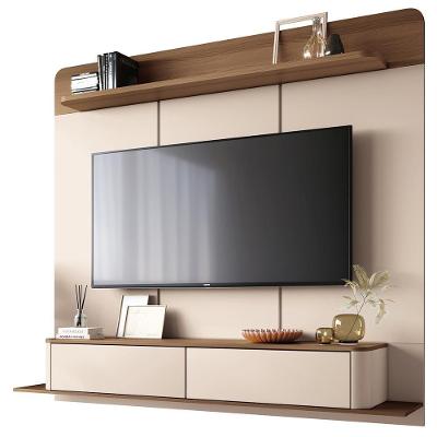 Painel Para Tv 70 Pol Bancada Suspensa Orgânica Cheri B01 Off White Castanho - Lyam Decor
