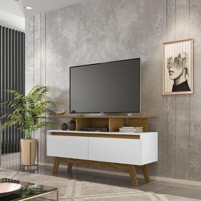 Rack Para Tv Até 50 Polegadas Com Nicho E 2 Portas Retrô Multimóveis Cr45294 Cinamomo Branco