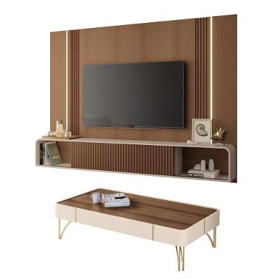Conjunto Home Suspenso Com led E Mesa De Centro Rennes Mdf/mdp Off White/castanho G26 - Gran Belo