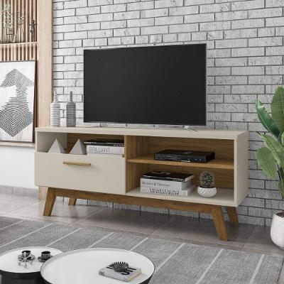 Rack Para Tv Até 55 Polegadas Com Nichos E 1 Porta Retrô Multimóveis Cr45293 Off White Cinamomo