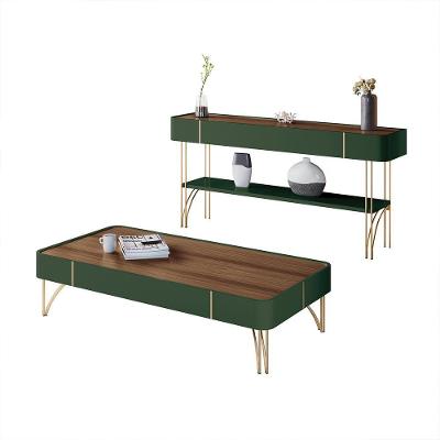 Conjunto Decorativo Aparador E Mesa De Centro Rennes Verde Pistache/castanho G26 - Gran Belo