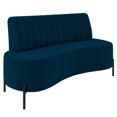 Sofá 2 Lugares 160cm Pés Aço Preto Tamar K04 Veludo Azul - Mpozenato