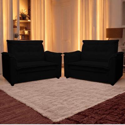 Kit 02 Sofás 2 Lugares Namoradeira Marrocos 1,40m Sala De Tv Estar Recepção Suede Preto Mabe Magazine