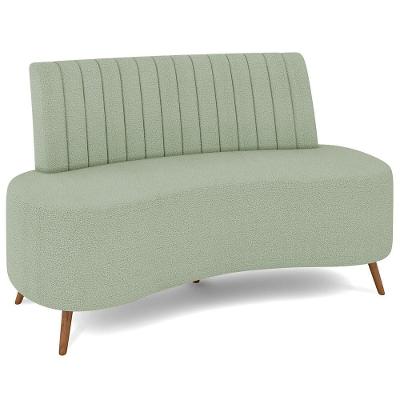 Sofá 2 Lugares Para Sala Living 135cm Pés Palito Tamar K04 Bouclê Verde água - Mpozenato