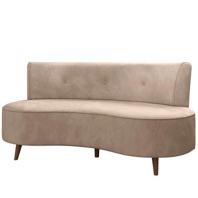 Sofá 2 Lugares Para Sala Living 135cm Pés Palito Korah K04 Veludo Bege - Mpozenato