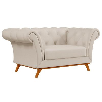 Sofá Para Sala De Estar 150cm 1 Lugar Base Madeira Império C-26 Corano Bege - Domi