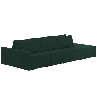 Sofá Ilha Modular Com Puff Para Sala Living 312cm Georgia K04 Veludo Verde - Mpozenato