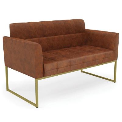 Sofá Namoradeira Base Industrial Dourado Ana Sintético Pu Nozes - Ibiza