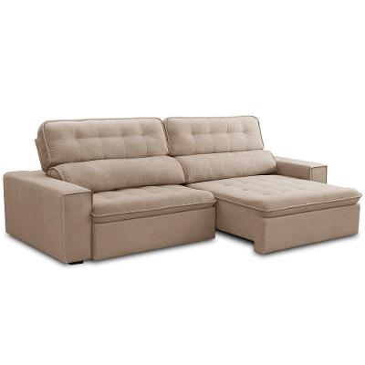Sofá Retrátil Reclinável Para Sala 3 Lugares 210cm Haus F04 Bouclê Bege - Lyam Decor