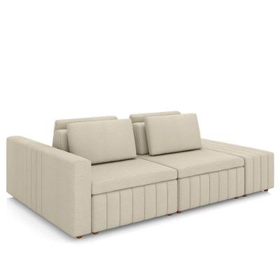 Sofá Ilha E Puff Sala Living 245cm Siesta M22 Linho Areia - Mpozenato