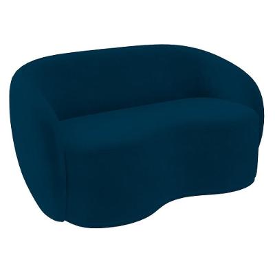 Sofá 2 Lugares Living Orgânico Sala De Estar 160cm Garbin K04 Veludo Azul Marinho - Mpozenato