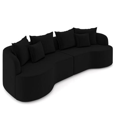 Sofá 3 Lugares 210cm Orgânico Quito K04 Veludo Preto - Mpozenato