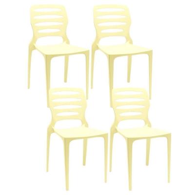 Kit 04 Cadeiras Para Cozinha Área Gourmet Jardim Empilhável Larsen P03 Amarelo - Lyam Decor