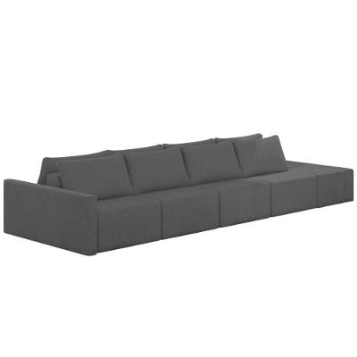 Sofá Ilha Modular Com Puff Para Sala Living 432cm Georgia K04 Linho Cinza Escuro - Mpozenato