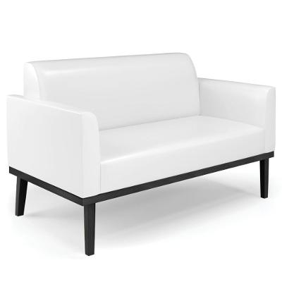 Sofá Namoradeira Base Madeira Preto Maressa Sintético Pu Branco - Ibiza