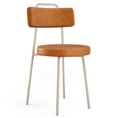Cadeira Decorativa Estofada Para Sala De Jantar Barcelona Arena L02 Couríssimo Canela - Lyam