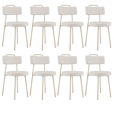 Kit 08 Cadeiras Decorativas Estofada Sala Jantar Barcelona Arena L02 Bouclê Cru - Lyam