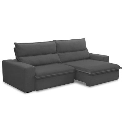 Sofá Retrátil Reclinável Para Sala 4 Lugares 280cm Senzi F04 Veludo Cinza Escuro - Lyam Decor