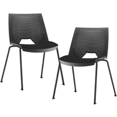 Kit 02 Cadeiras Empilhável Fixa Liked F02 Base Aço Preto - Lyam Decor
